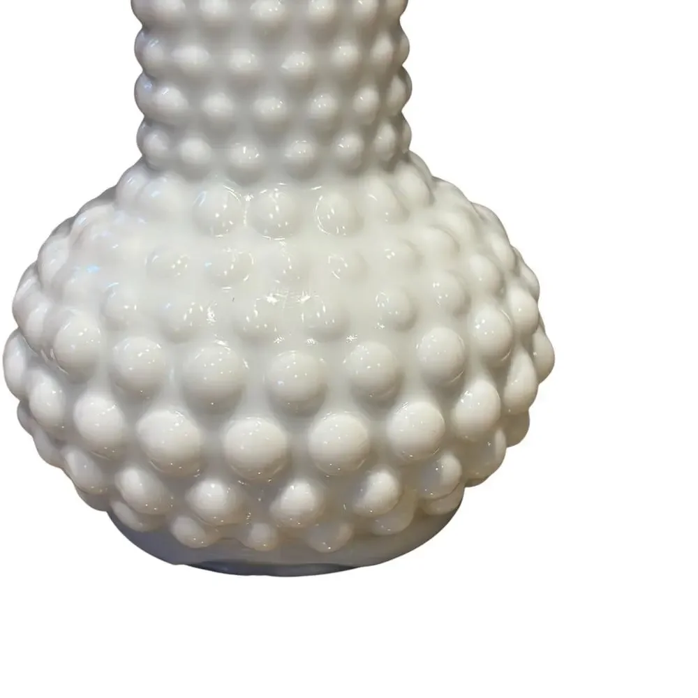Vintage E.O. Brody Co. White Milk Glass Hobnail Bud Vase 7.5”*